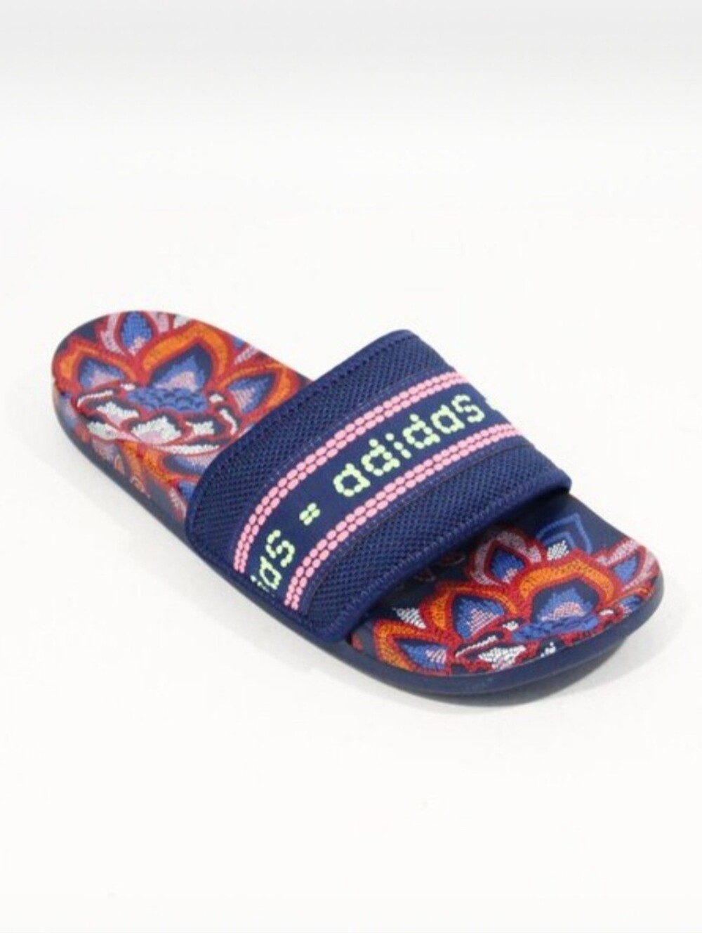 ADIDAS x FARM RIO Adilette Comfort Slide Sandal Mystery Blue/Hi-Res Yellow Sz 10 - Picture 11 of 12